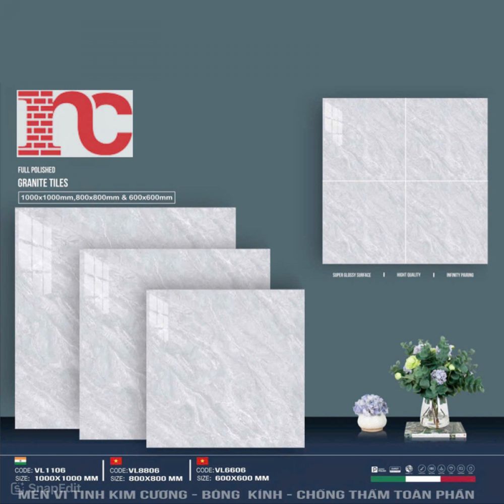 Combo gạch lát nền 1000x1000mm VL1106- 800x800mm VL 8806 - 600x600mm VL6606